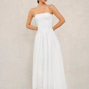 White Boho Women's Beach Vacation Long Dress With Bandeau Top